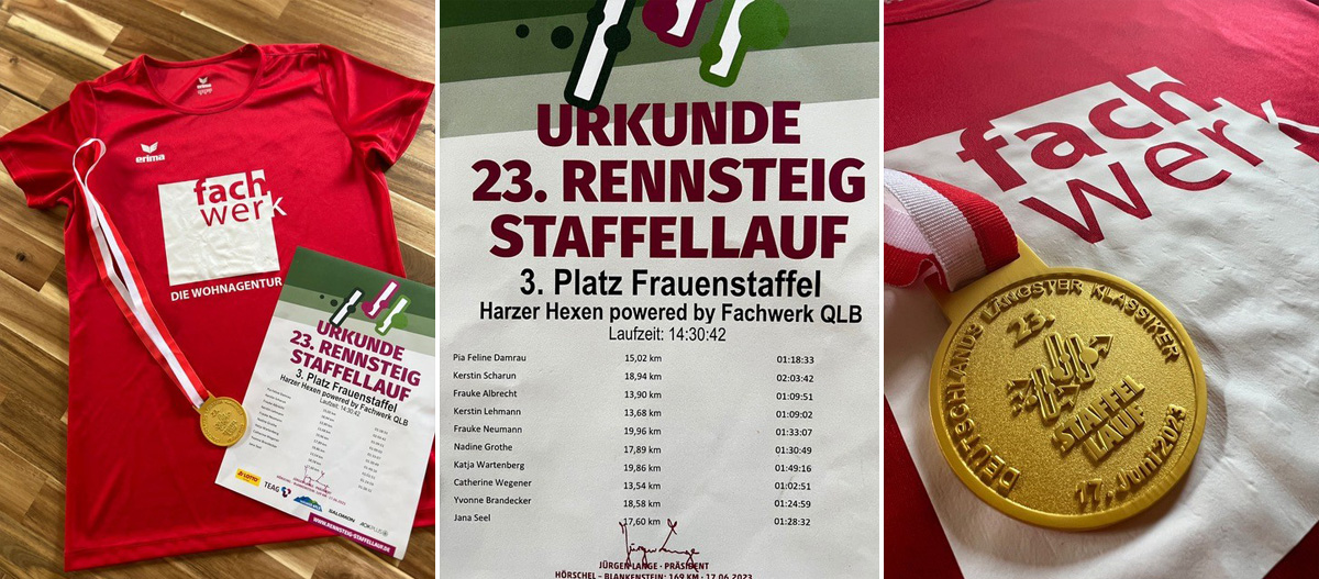 Die Harzer Hexen sponsored by fachwerk DIE WOHNAGENTUR konnten erfolgreich den 3. Platz beim 23. Rennsteigstaffellauf verteidigen